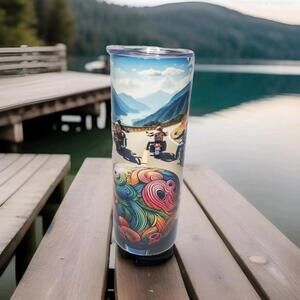 Handmade Riding Colorful On The Mountain Side 20 Oz Stainless Steel Tumbler